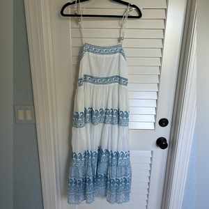 Oliphant Blue & White Tie Strap Dress, Size S